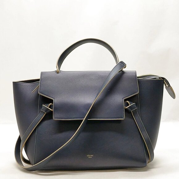 CELINE Hand Bag Navy Blue Leather mon869-100625 - Picture 1 of 16